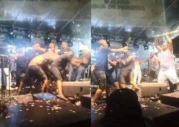 discussão entre bandas termina com briga generalizada de músicos em cima de palco na Bahia