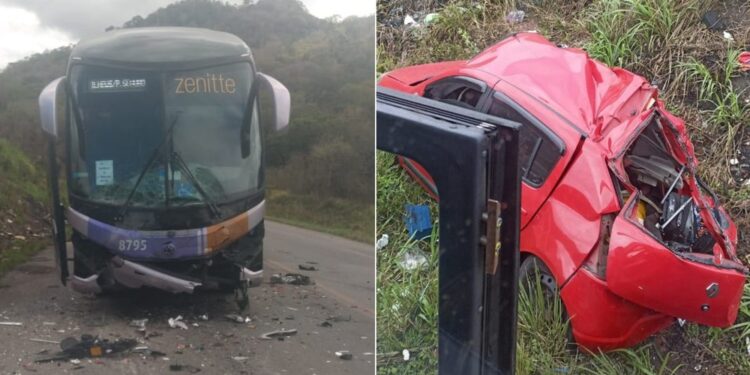 Quatro pessoas morrem após batida entre carro e ônibus na BA na véspera de Natal