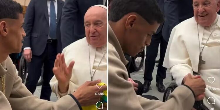 Luva de Pedreiro conhece Papa Francisco e pergunta ‘Messi ou Cristiano Ronaldo?’