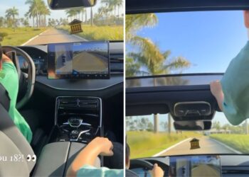 Detran-GO pede que polícia investigue imagens que mostram filho de 7 anos de Andressa Suita e Gusttavo Lima dirigindo carro com irmão ao lado