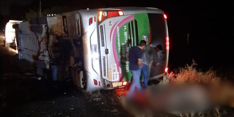 Quatro pessoas morrem e 15 ficam feridas após ônibus de turismo tombar em rodovia na Bahia