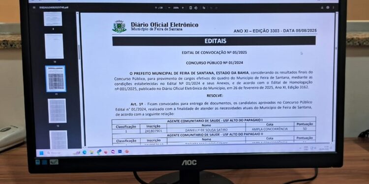 Prefeitura de Feira publica lista convocando 208 aprovados em concurso público