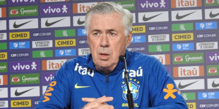 Ancelotti confirma Seleção com quatro atacantes contra o Chile e quer time intenso e equilibrado