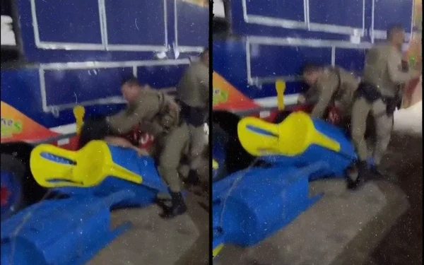 PM é flagrado agredindo mulher durante confusão no interior da Bahia