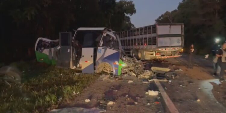 Acidente entre micro-ônibus e carreta deixa 23 mortos e cinco feridos no Paraná