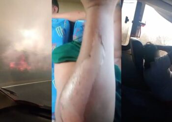 Dezenove pessoas ficam feridas após ônibus passar por rodovia durante incêndio na BA