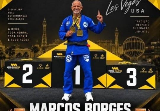 Tenente PM R/R Marcos Borges conquista duplo bronze no Mundial de Jiu-jitsu em Las Vegas