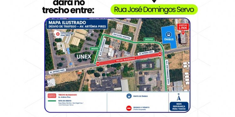 SMT informa nova interdição temporária na Avenida Artêmia Pires a partir desta terça-feira (6)
